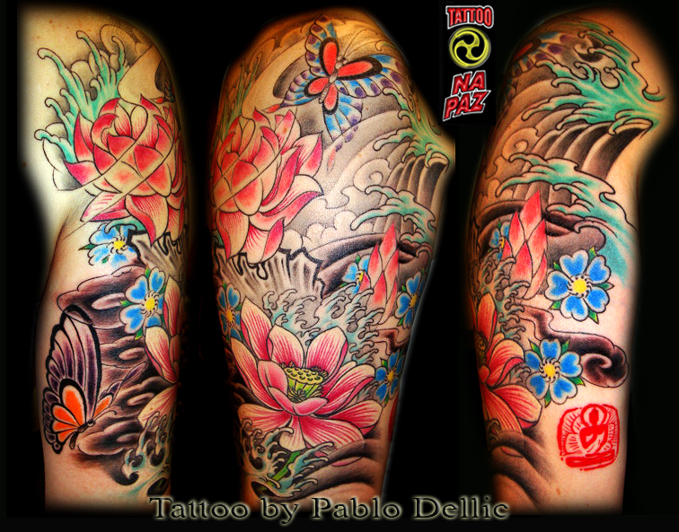 Oriental tattoo by Pablo Dellic Flower power 