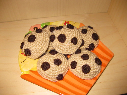 chocolate chip cookies on cupcake plate