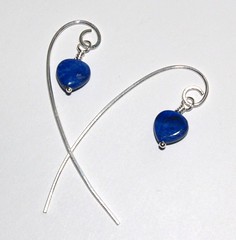 Lapis hearts on long wires