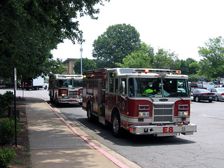 Fire trucks at the library