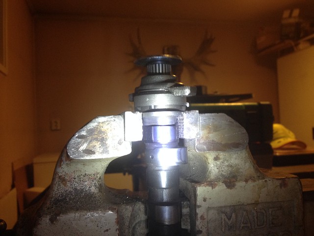 Hammering the cam gear holder out
