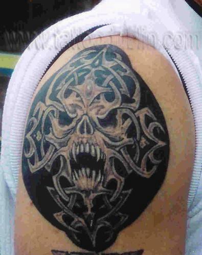 celtic tribal skull tattoo