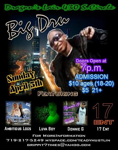 BigDru New flyer For Every Sunday Night at The Dragon's Lair