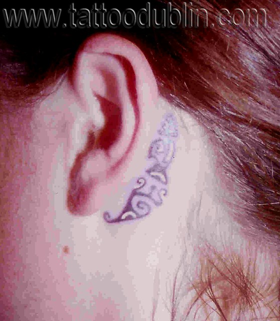 polynesian ear tattoo very small fine polynesian style tattoo by dublin 