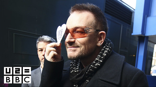 Bono arrives at the BBC