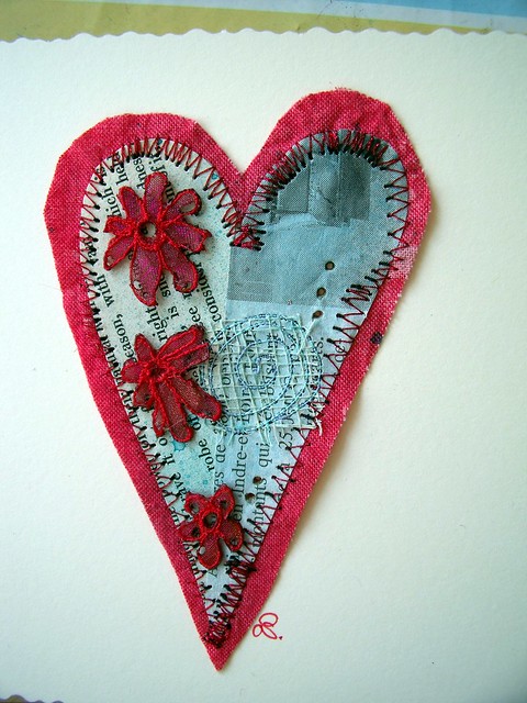 wedding invitations heart sample Newspaper heart with added stitching