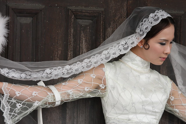 This is a series of photographs of Historic Wedding Gowns modelled by these