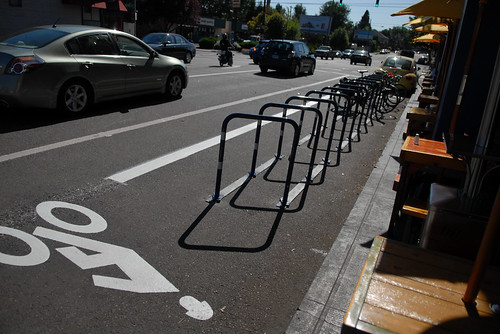 New bike parking on Glisan at 28th-1