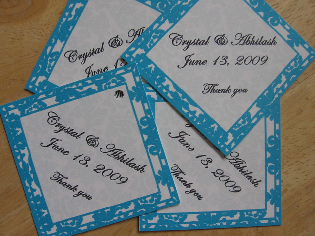 Turquoise Blue Wedding Favor Tags Damask See more designs and purchase at
