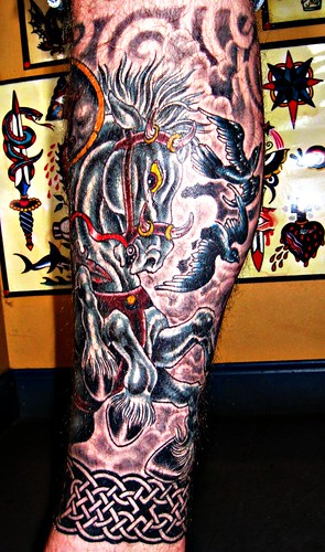 Calf Tattoo by Tony Hundahl of Rock of Ages Tattooing