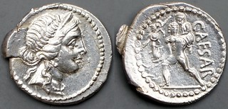 458/1 Julius Caesar Denarius CAESAR. Venus Aeneas Anchises, AM#08106-38