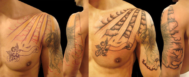 Cloud tattoos are used in the tattoo designs to have a stylish look and also