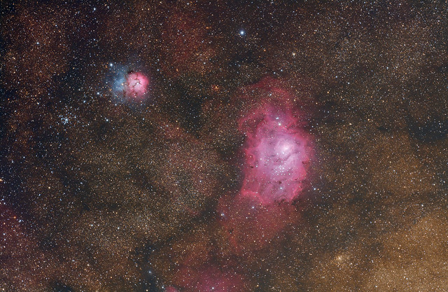 M8 and M20, the Triffid and Lagoon nebulae