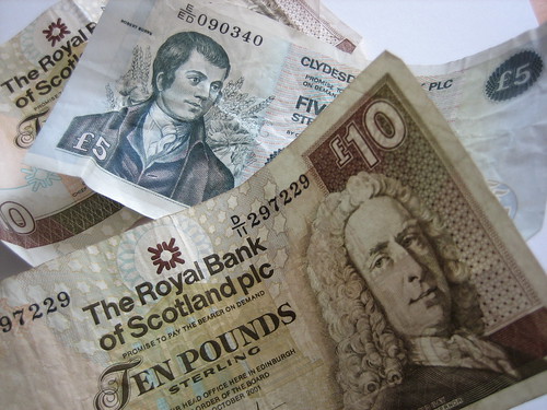 Scottish five and ten pound notes