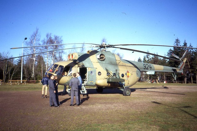 DDR Mil MI8 NVA Military Helicopter and crew RSBB Altenberg 13 Nov 1989