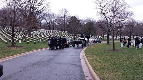 A processional for Lt. Col. Roger Walden enters Arlington National Cemetery. (Donna Sinclair)