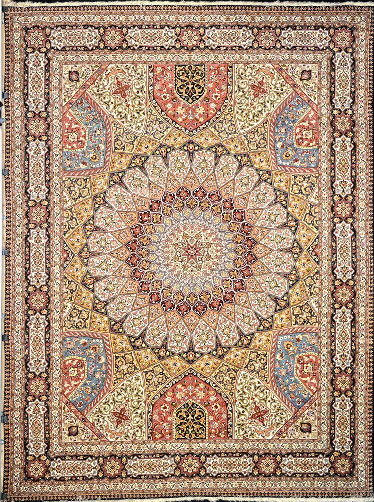 Super Fine Gonbad Silk Persian Area Rug 10x13