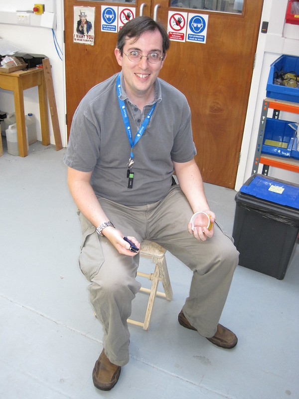 Paul testing the dry fit side X stool