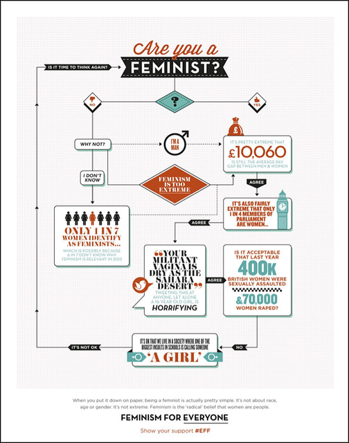 flow chart asking "Are You a Feminist?"