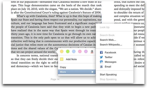 iBooks for Mac options