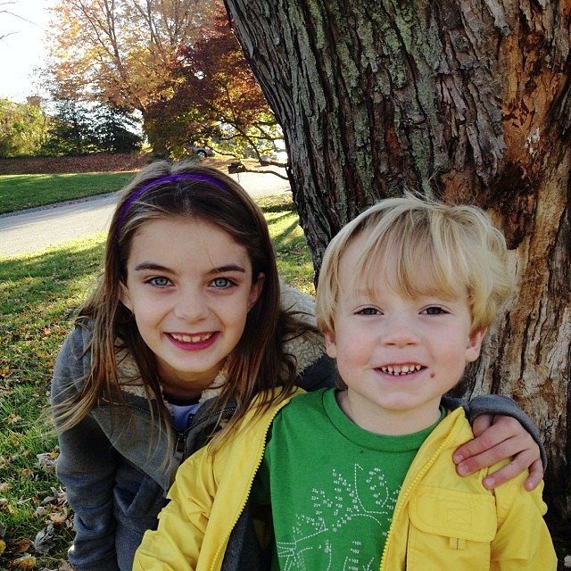 Will with his friend Daphne this morning at the bus stop...#neighborhood
