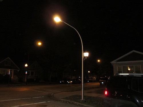 Bright residential side street lighting in Chicago Illinois.  Late November 2013. by Eddie from Chicago