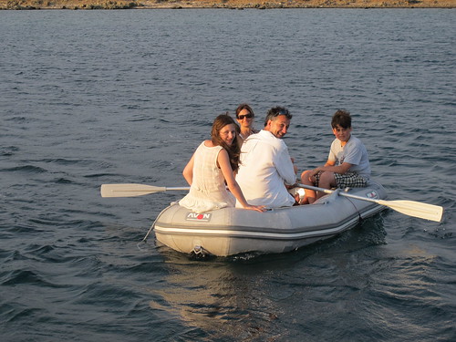 Rowing into shore for dinner from "Thyatera"