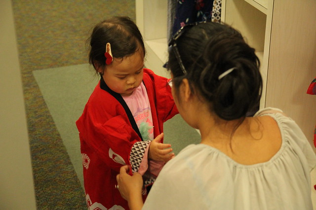 There was a dress-up area where kids could try on Japanese yukata and happi.