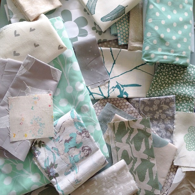 Pulling together fabrics for a custom single quilt, I think it will be very sweet :)