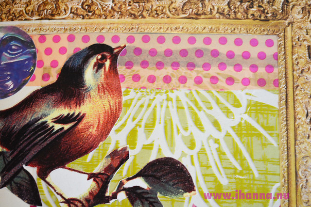 Art Journal Detail: Bird in Gold Frame corner
