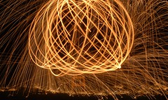Spinning Burning Steel Wool