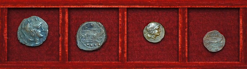 RRC 056 anonymous triens, uncia, McCabe group H1, half-weight 2nd Punic war issue, Ahala collection, coins of the Roman Republic