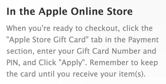 Click the "Apple Store Gift Card tab"