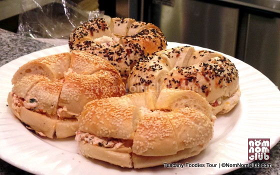 L.E.S. Bagels with assorted Cream Cheese Filling (I love the one with black sesame seeds)