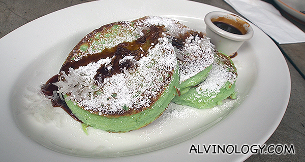 Pandan-Coconut Pancake with Gula Melaka Syrup S$9++