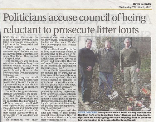 27th March 2013 Councillors Demanding Litter Lout prosecuted