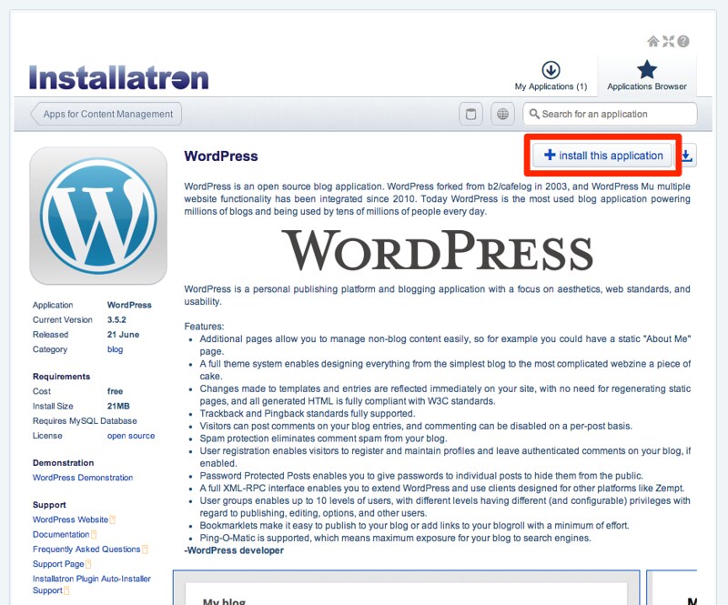 UMW Domains Wordpress Information Screen