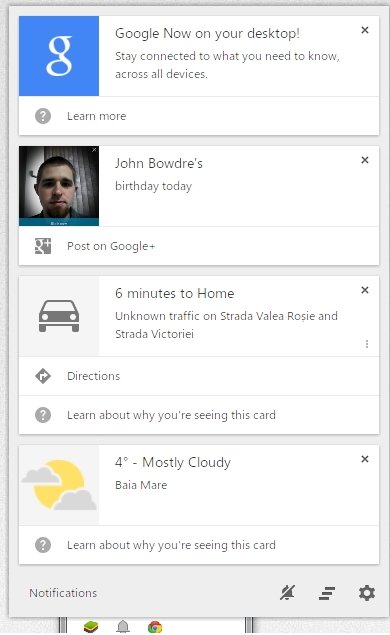 Google Now в Chrome 34