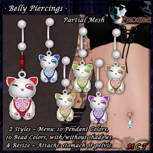 OFFER! *P* Kitten Belly Piercings ~10 Colors~ (P-MESH)