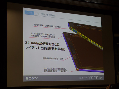 Xperia アンバサダー ミーティング スライド : Xperia Z4 Tablet では、Z2 Tablet の経験を活かして更なるコンパクト化を実現！
