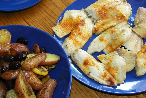 Roasted Tilapia with Olives and Potatoes
