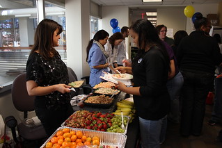 Michigan Mutual, Inc. team members enjoy healthy eats during the company's wellness fair.