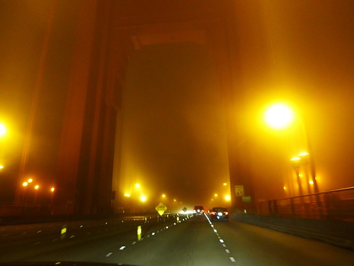 Crossing Golden Gate by night