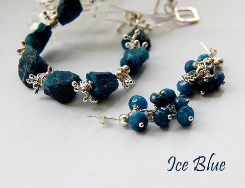 Ice Blue Bracelet and Earrings by gemwaithnia