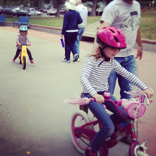 Addie takes off the training wheels and Eliza rocks the balance bike