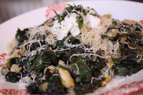 Capellini with Summer Squash, Spinach, and Ricotta