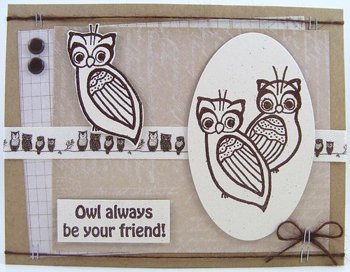 Magenta Owl Friends Card