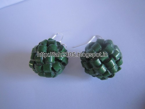 Handmade Jewelry - Paper Quilling Globle Earrings (Dark Green - H) (2) by fah2305