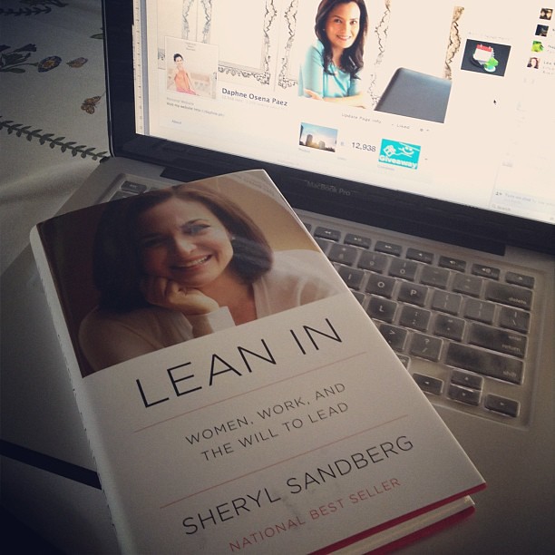 I bought #LeanIn book yesterday after hearing that @sherylsandberg COO of Facebook was supposed to be on the same flight. Very inspiring for women - about success, equality, having it all, the myths & truths. Sheryl, can we be friends? I'm facebook.com/da
