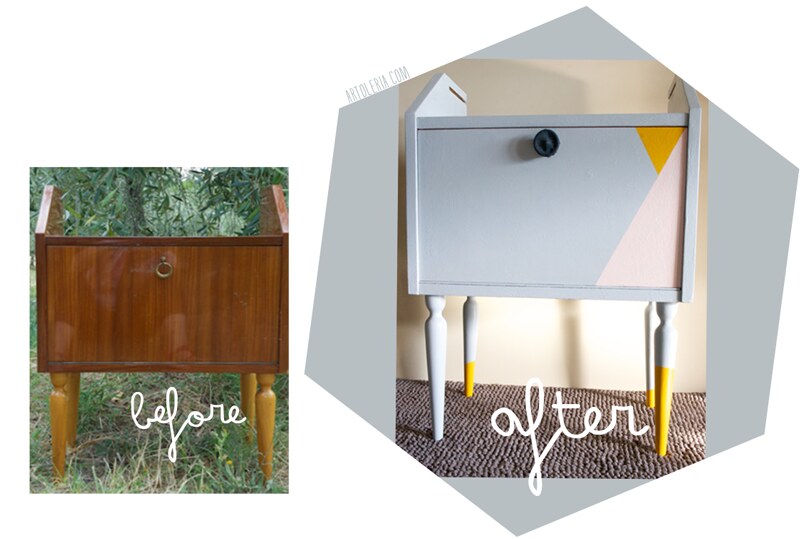 before and after bedside table